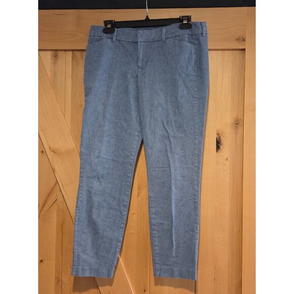 Old Navy Size 6 Blue Linen Blend Pixie Ankle Pants Mid Rise Stretch Women 30x25" - Picture 1 of 14